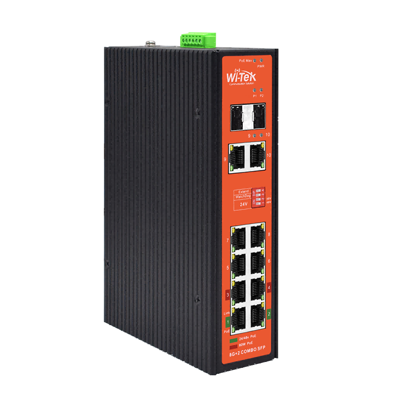 Wi-Tek WI-PS310GF-I V2 Endüstriyel 24v/48v Poe Switch