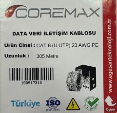 Coremax 23305 23AWG ECO PE/CCA 305M CAT6 KABLO siyah renk