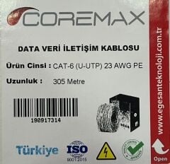 Coremax 23305 23AWG ECO DIŞ ORTAM PE/CCA 305M CAT6 KABLO siyah renk