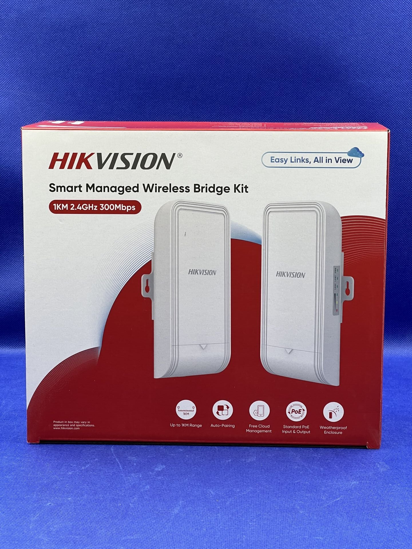 Hikvision DS-3WF1000-EI-2N/P 2.4GHz 300Mbps 1KM Kablosuz AP Bridge Kit