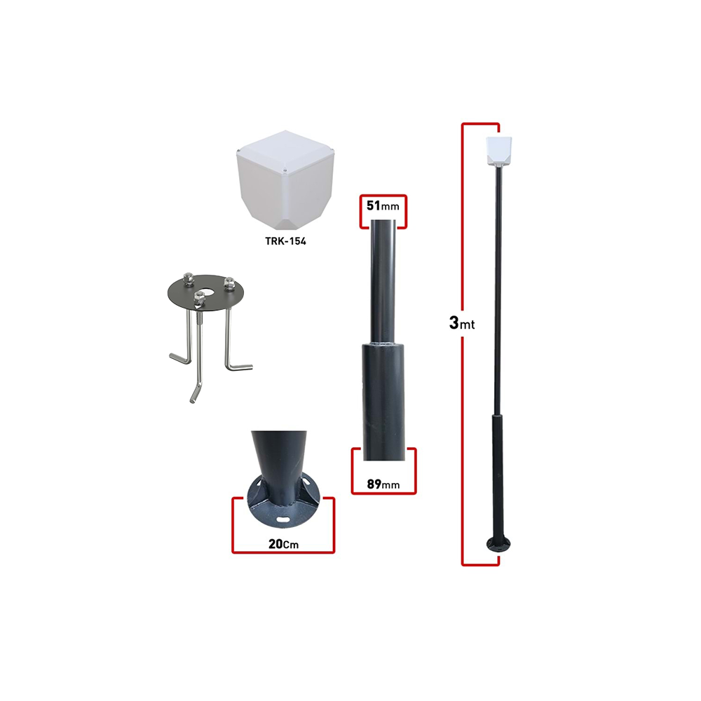 TRK-300+X+154/3 METRE  Metal DİREK+TRK-154 Küp ile Birlikte+TRK-03 ANKRAJI