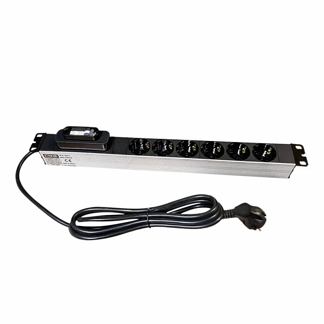 LANDE 1U 19 INCH 6-(DIN49440) PRİZ - C/W TEK SİGORTALI (6'LI PRİZ)