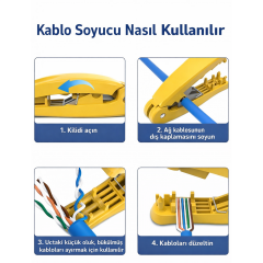 COREMAX 4'ü 1 arada 228 RJ45 AĞ KABLOSU ALETİ ( kesme, soyma, düğüm çözme ve düzleştirme)
