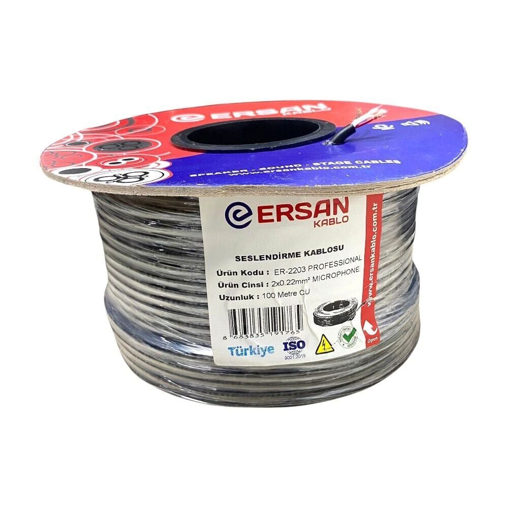 ERSAN 2x0,22mm STREO MİKROFON (CU) 100'LÜK SESLENDİRME KABLO - CABLE