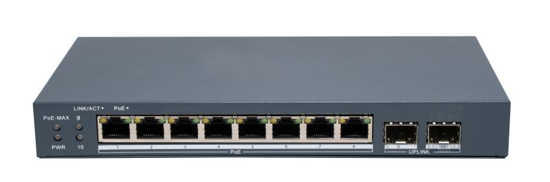 Hikvision DS-3E1510P-EI/M-8P2F 8+2 10/100/1000 8 port poe 80W 2 SFP Yönetilebilir Metal Kasa