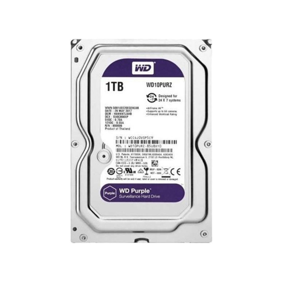 1 TB WD 3.5 PURPLE SATA3 5400RPM 64MB 7/24 GUVENLIK WD10PURZ (3 YIL RESMI DIST GARANTILI)