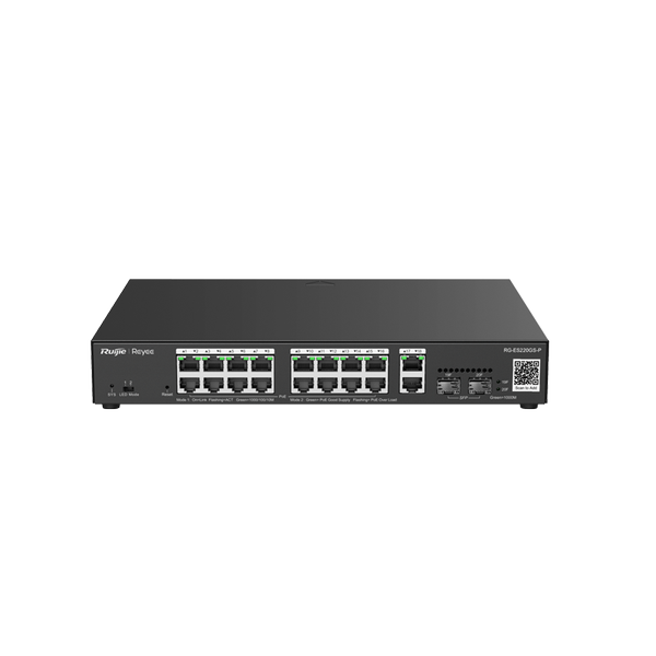 Reyee RG-ES220GS-P 20 Portlu, 10/100/1000 Gigabit, Yönetilebilir Switch, 2 SFP, 2 Gigabit RJ45 Uplink, 16 Port PoE+ (250W)