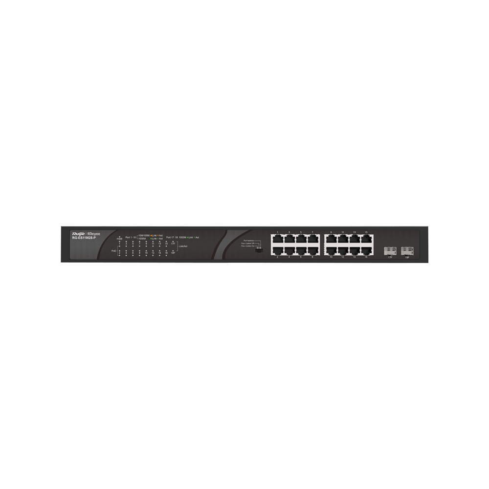 Reyee RG-ES118GS-P 18 Portlu, 10/100/1000 Gigabit, Tak Çalıştır Switch, 2 Gigabit Combo, 16 Port PoE+ (247W)