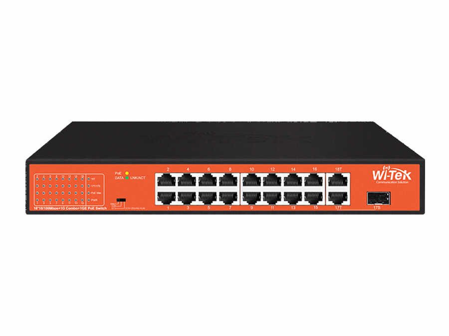 Wi-Tek WI-PS518GH 16FE+1GE+1Combo SFP Economic PoE Switch