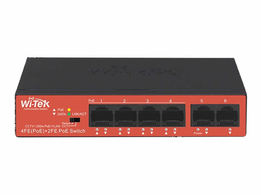 Wi-Tek WI-PS205 4FE+2FE 250M  4 PORT Economic PoE Switch