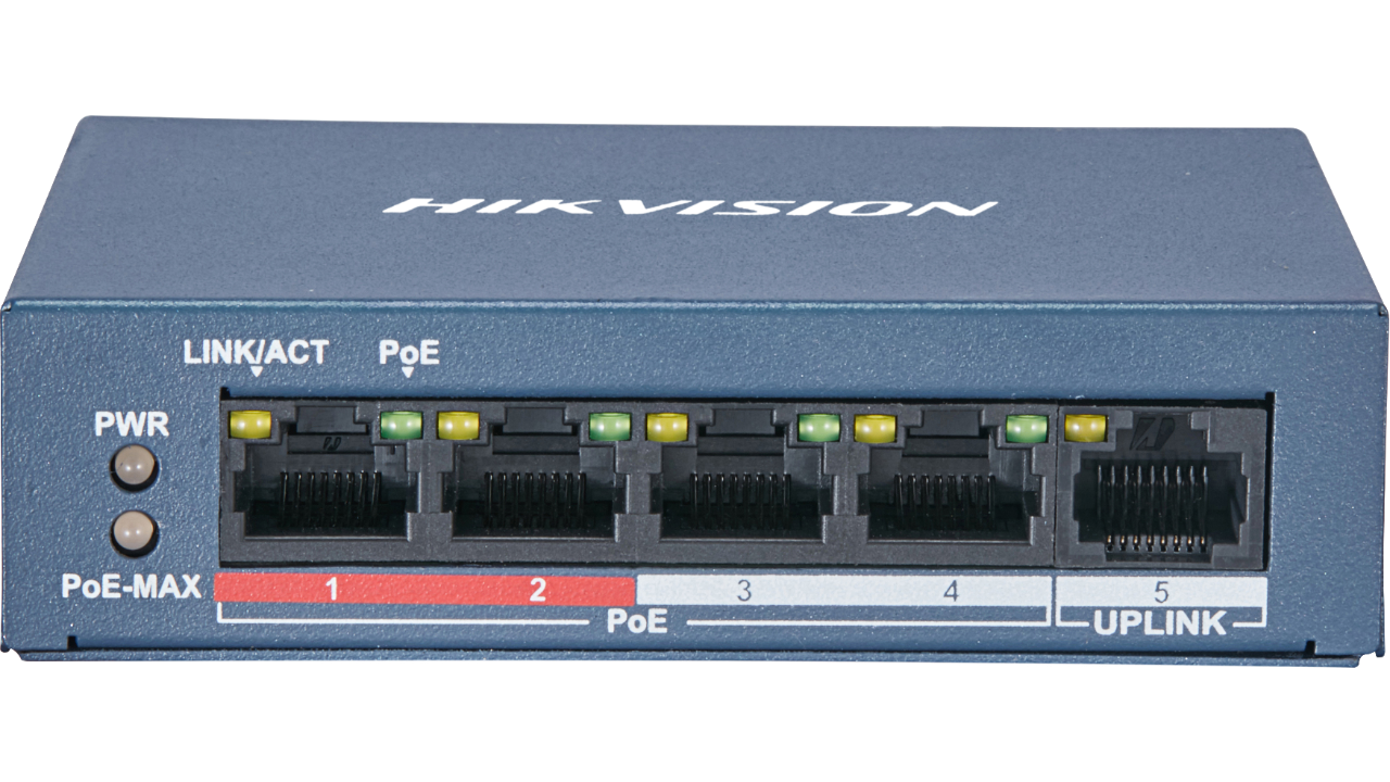 Hikvision DS-3E0105P-E/M 4 Port Fast Ethernet Yönetilemez POE Switch